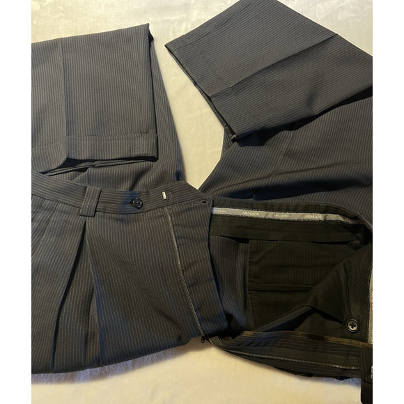 Armani Collezioni Mens 42R 35x29 Charcoal Gray Micro-Stripe Designer Suit - Picture 9 of 16